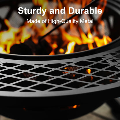 BALI OUTDOORS Fire Pits Outdoor Wood Burning Firepit Grill, 20 Inch Fire Bowl