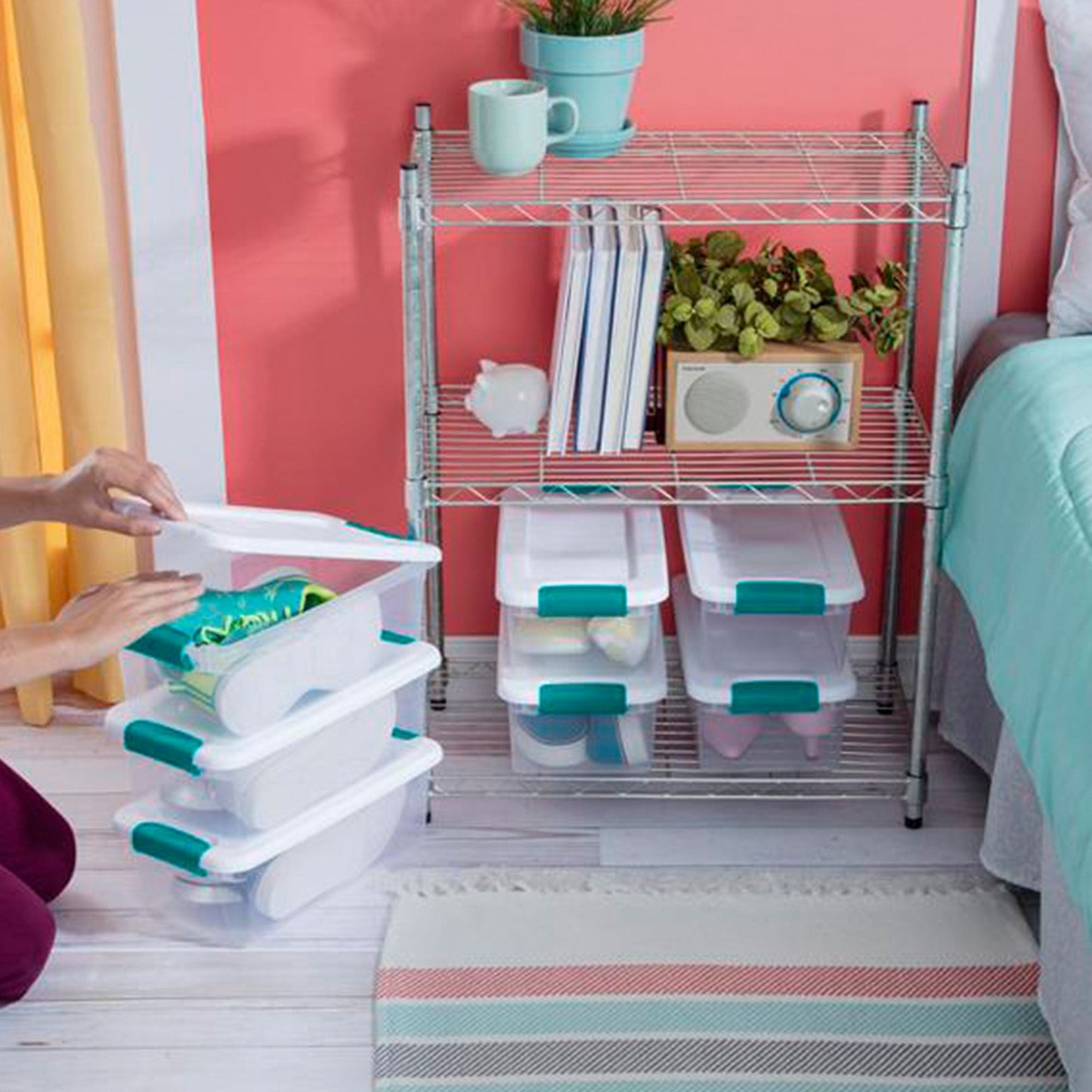 Sterilite 15 Qt Stackable Storage Boxes & 6 Qt Organizing Bins, 12 Pack Each