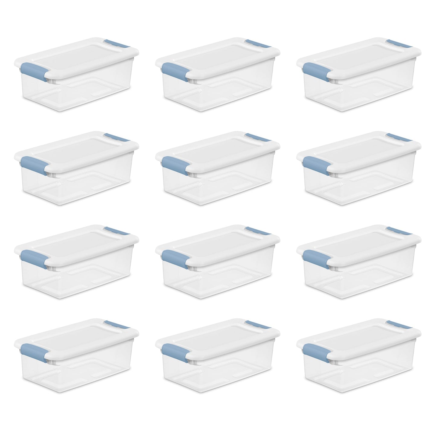 Sterilite 6 Qt. Plastic Stackable Storage Box with Latching Lid, Clear (12 Pack)