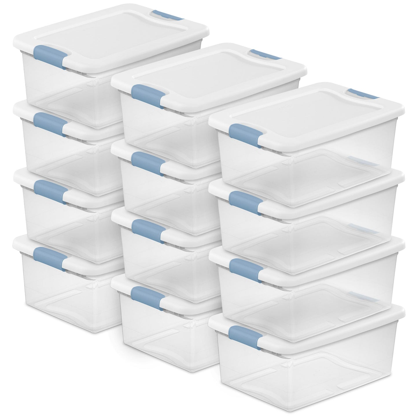 Sterilite 15 Quart Latching Storage Box, Stackable Bin with Latch Lid, 12 Pack