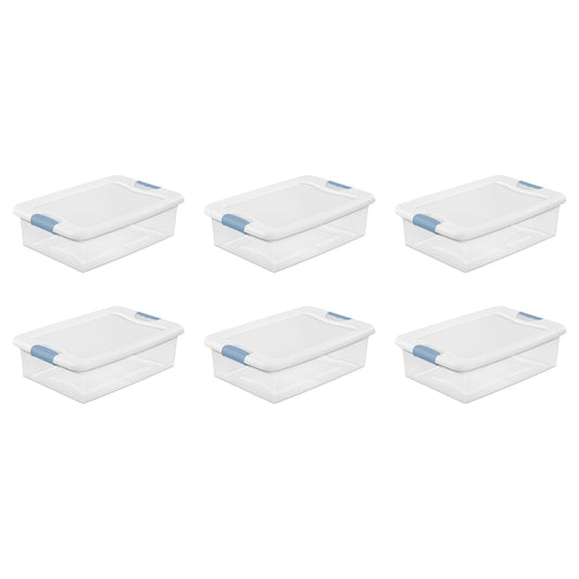 Sterilite 32 Quart Clear Plastic Stackable Storage Box Container (6 Pack)