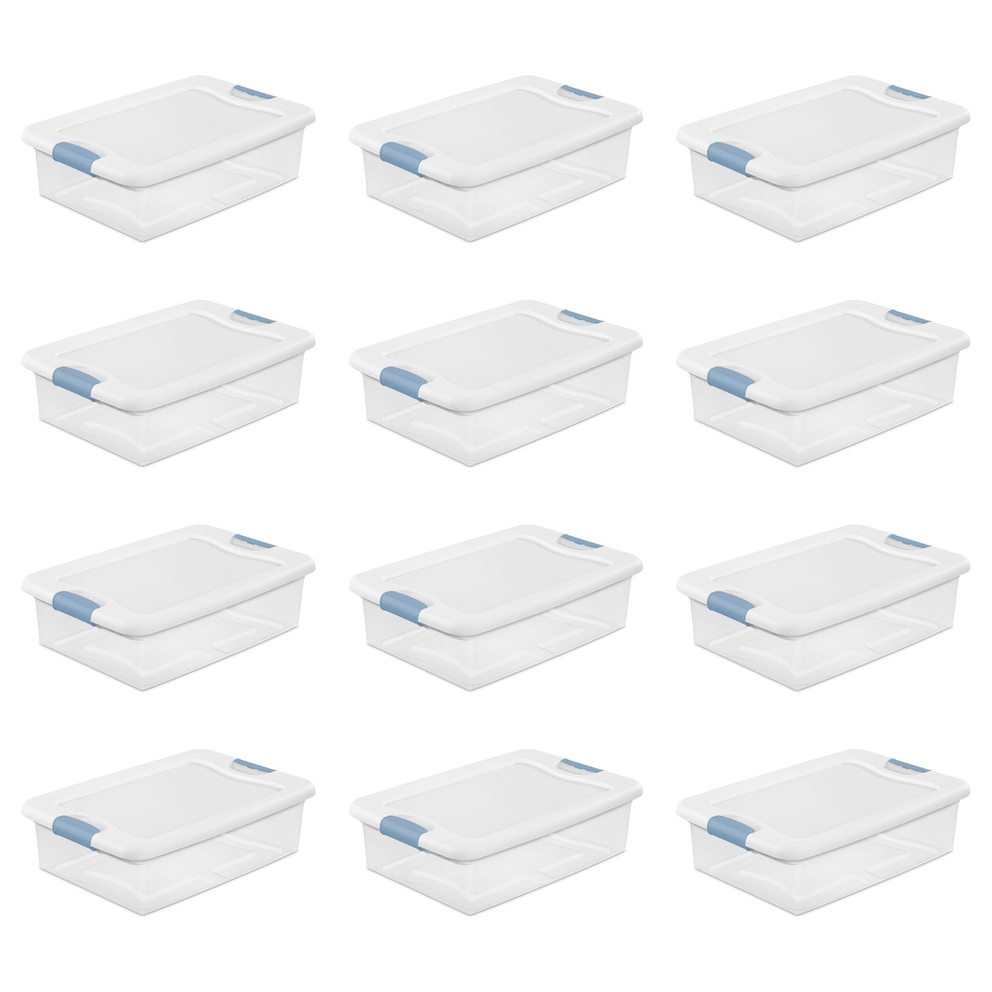 Sterilite 32 Qt Plastic Clear Stackable Latching Storage Box Container (12 Pack)