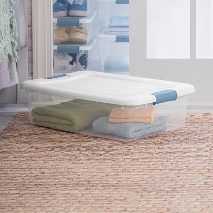 Sterilite 32 Qt Plastic Clear Stackable Latching Storage Box Container (12 Pack)