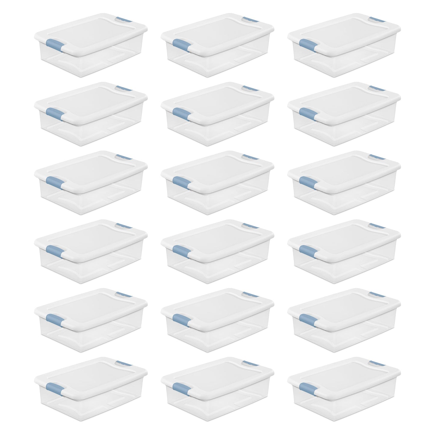 Sterilite 32 Quart Clear Stackable Latching Storage Box Containers, 18 Pack