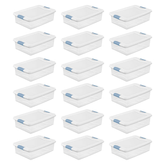 Sterilite 32 Quart Clear Stackable Latching Storage Box Containers, 18 Pack