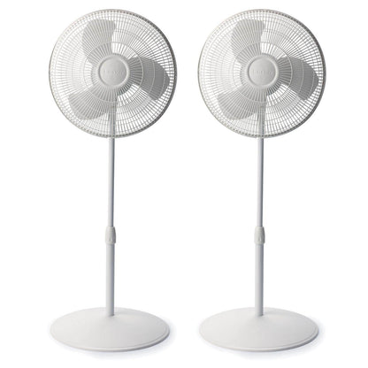 Lasko 16 Inch 3 Speed Oscillating Adjustable Stand Pedestal Floor Fan (2 Pack)