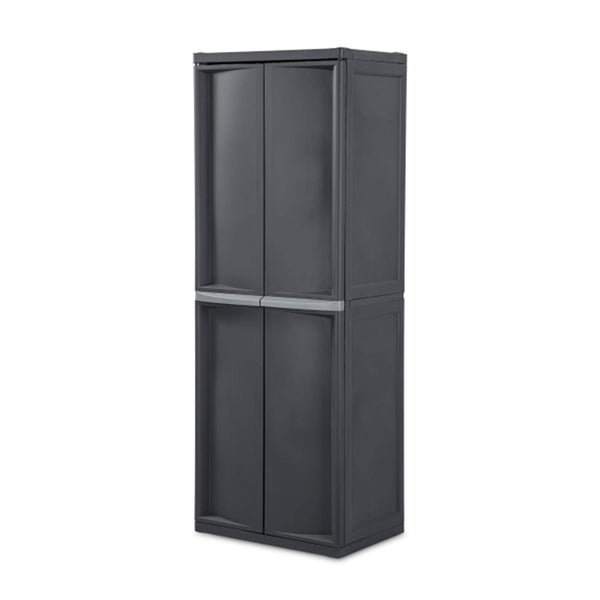 Sterilite 2 Pack Adjustable 4-Shelf Garage Storage Cabinet Bin Organizer, Gray