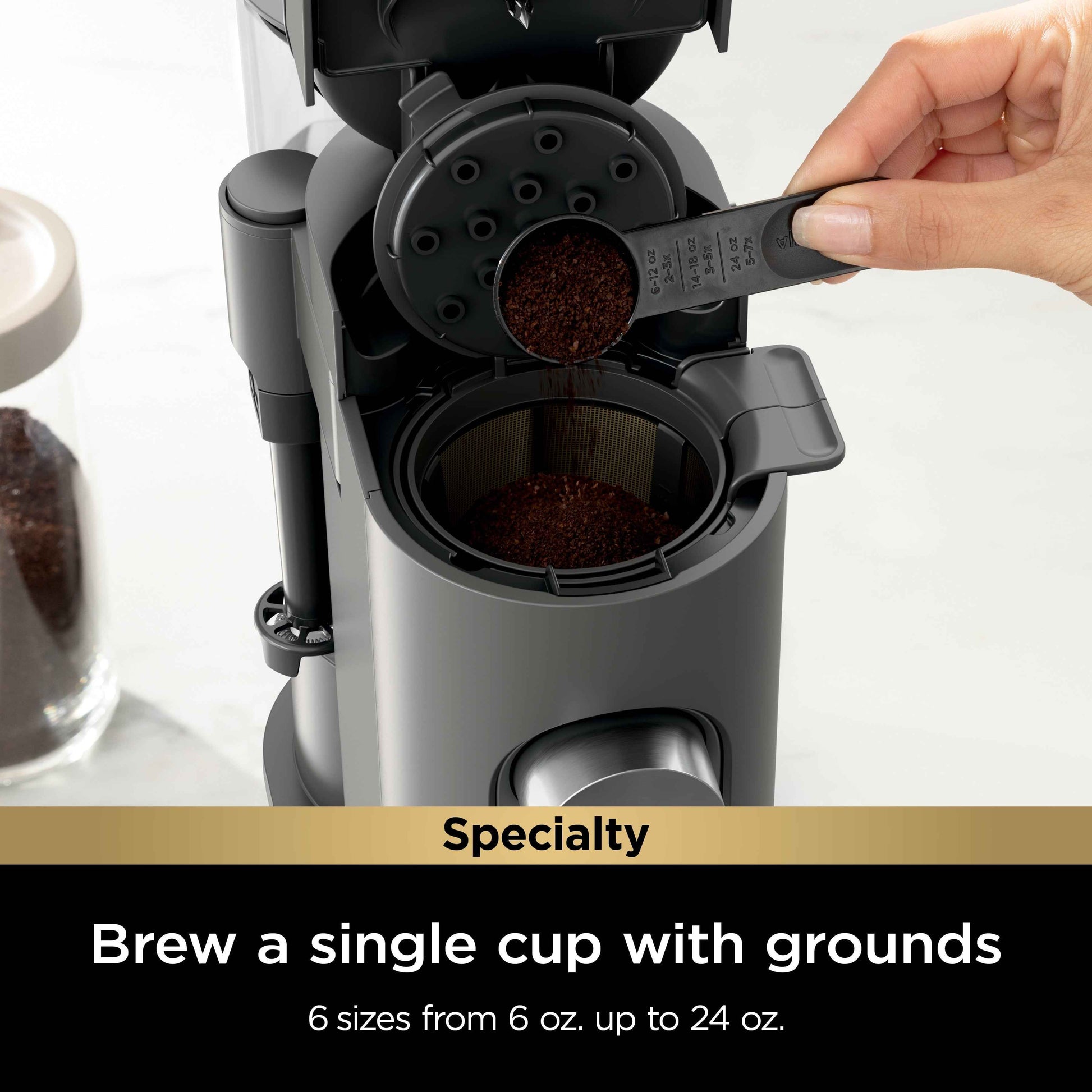 Ninja Single Serve Pods & Grounds Specialty Coffee Brewer, 4 Brew Styles, Gray, PB050