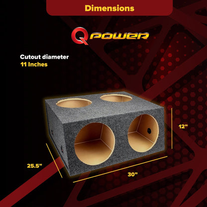 QPower Quad 4 Hole 12 Inch Sealed Divided Speaker Box Subwoofer Enclosure - Find Fresh Goods