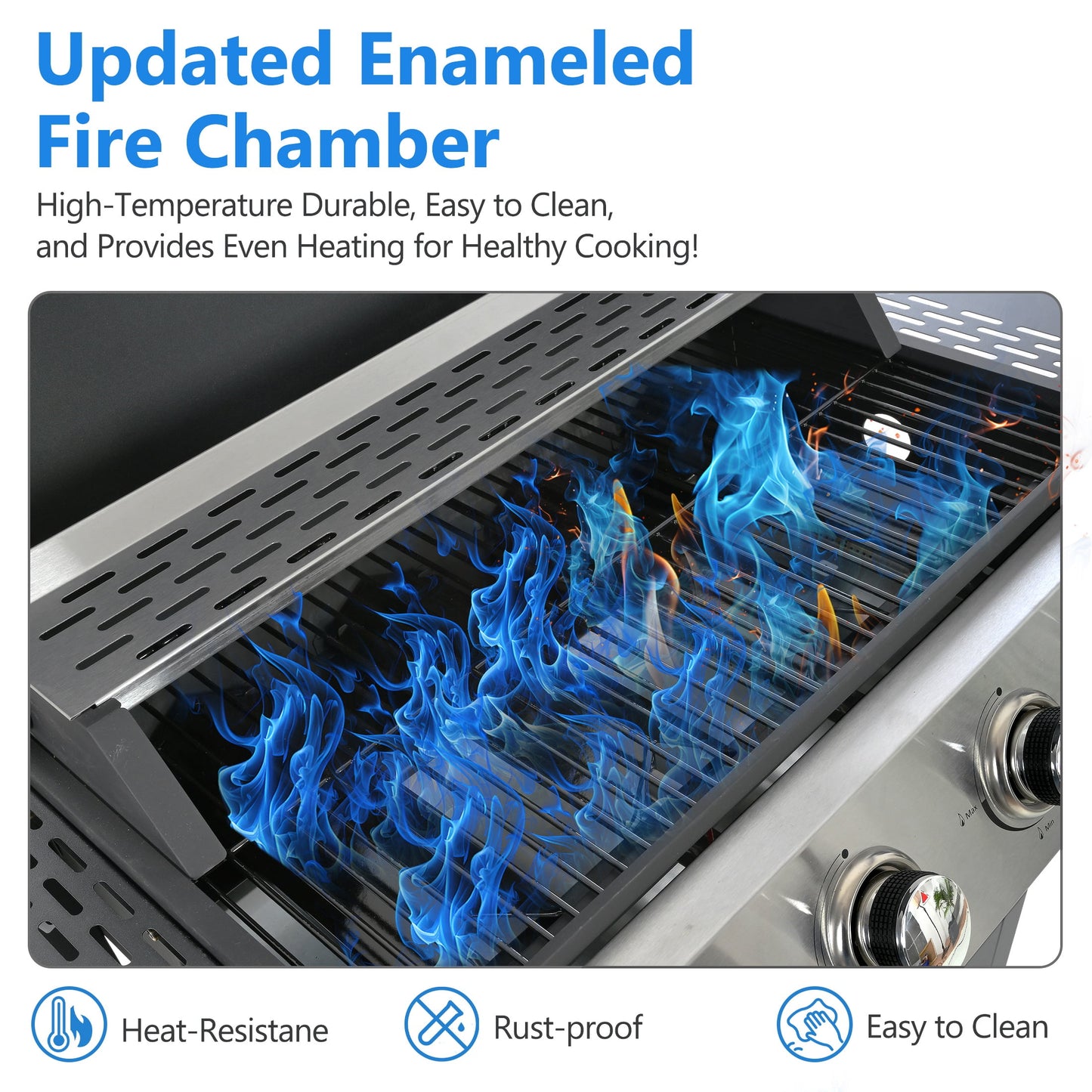 4-Burner Propane Gas Grill, 34,000 BTU Propane BBQ Grill with Thermometer, Bottle Opener, and Tool Hooks, Ideal for Patio Camping Outdoor Cooking