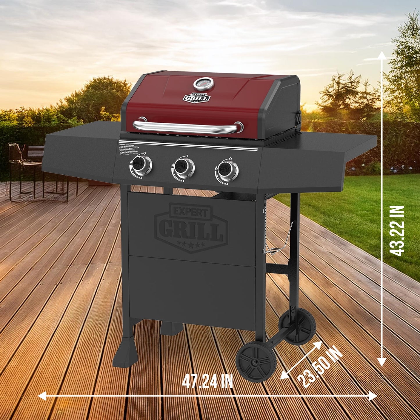 Expert Grill 3 Burner Propane Gas Grill in Red