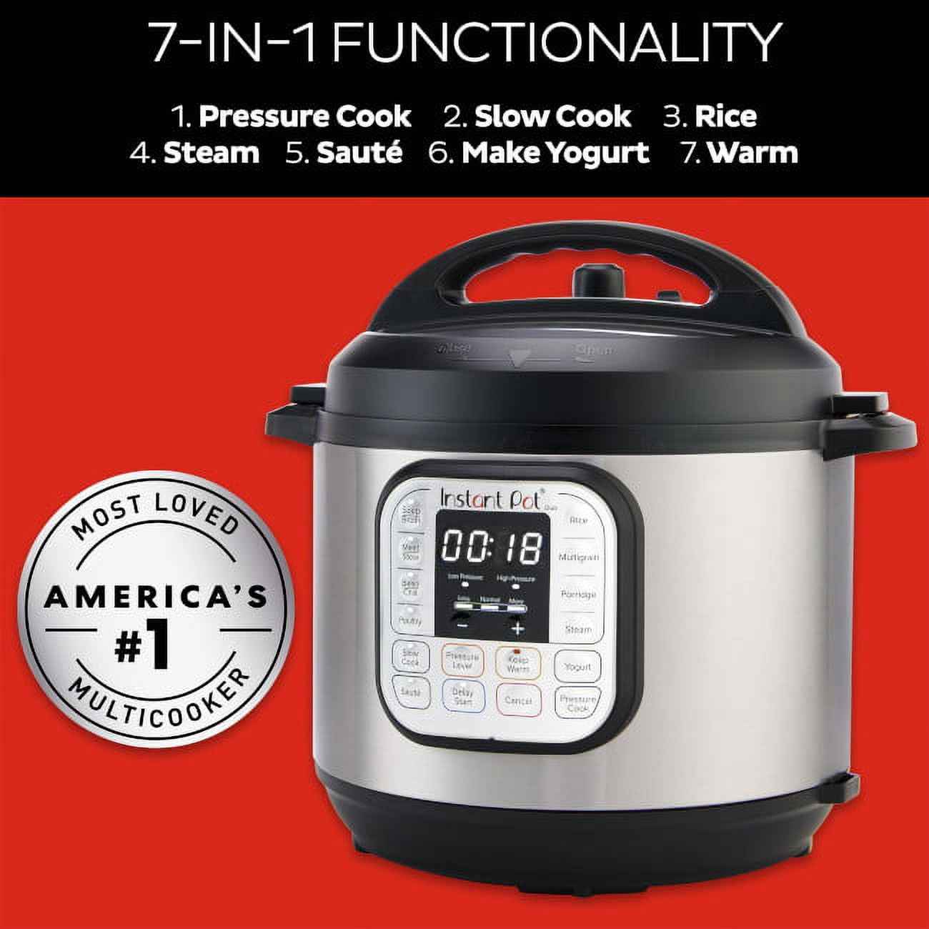 Instant Pot Duo 7-in-1 Electric Pressure Cooker, Slow Cooker, Rice Cooker, Steamer, Sauté, Yogurt Maker, Warmer & Sterilizer, Includes Free App with over 1900 Recipes, Stainless Steel, 3 Quart