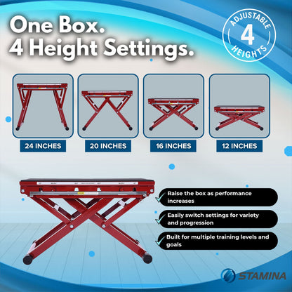 Stamina X 12 to 24" Adjustable Height Jump Plyometrics Plyo Fitness Exercise Box