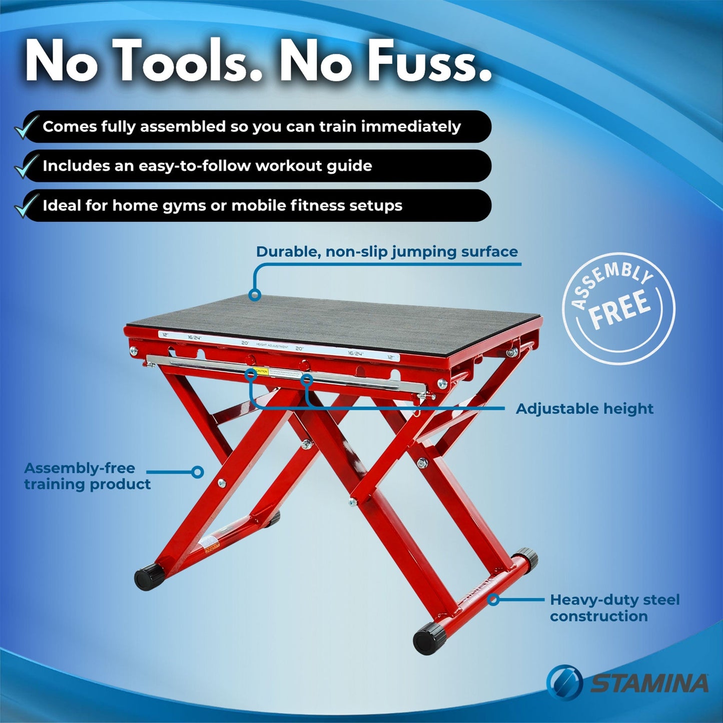 Stamina X 12 to 24" Adjustable Height Jump Plyometrics Plyo Fitness Exercise Box