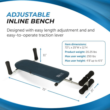 Stamina Products InLine Traction System Joints and Back Stretch Bench, Blue Gray
