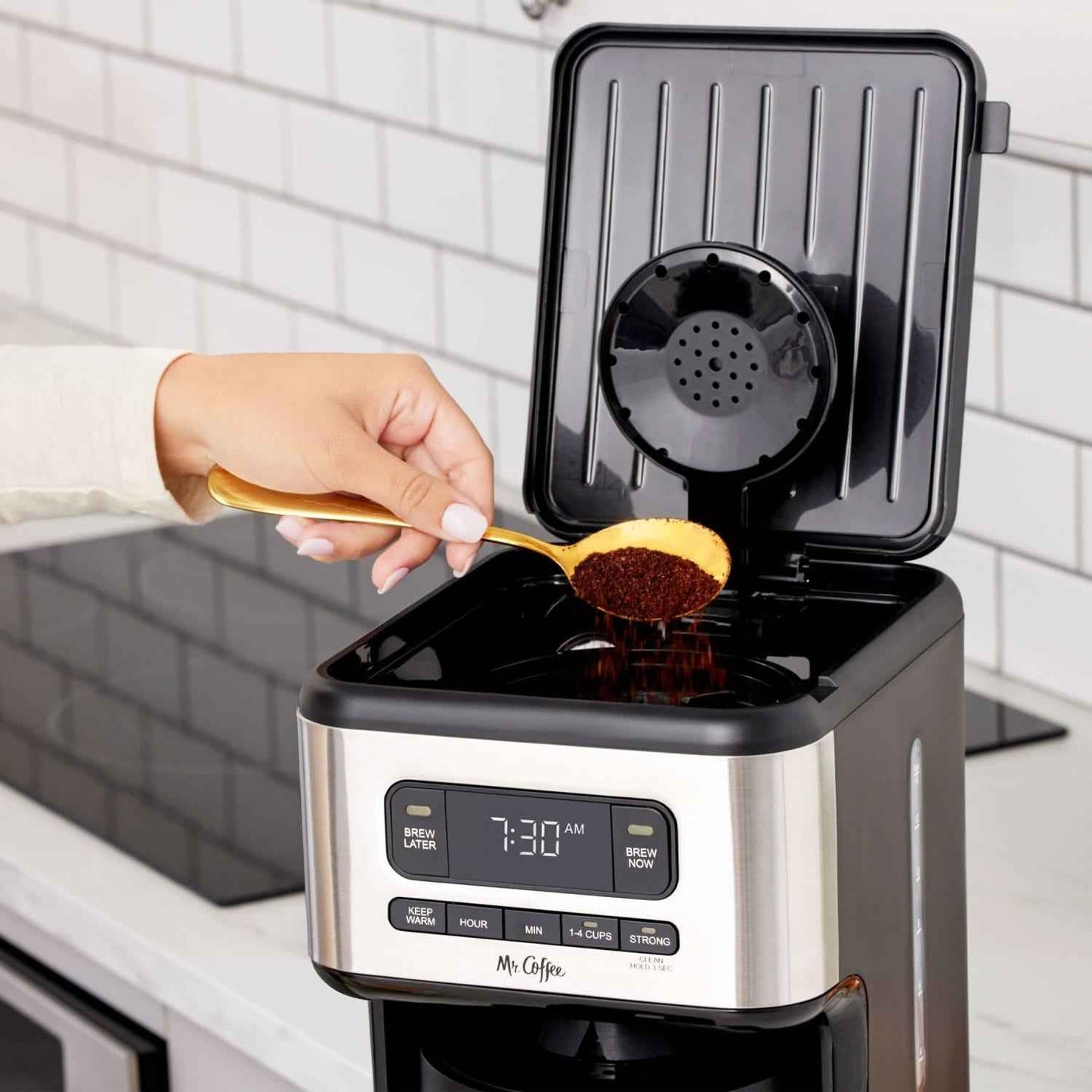 Mr. Coffee 14 Cup Programmable Coffee Maker, Light Stainless Steel