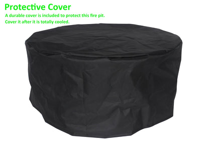 MistMo 36 inch Round Fire Pit for Outdoor Bonfire Multipurpose Wood Burning Metal Table for Patio