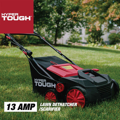 Hyper Tough 15" 13Amp Corded Electric Push Dethatcher/Scarifier Walk-Behind Lawn Mower