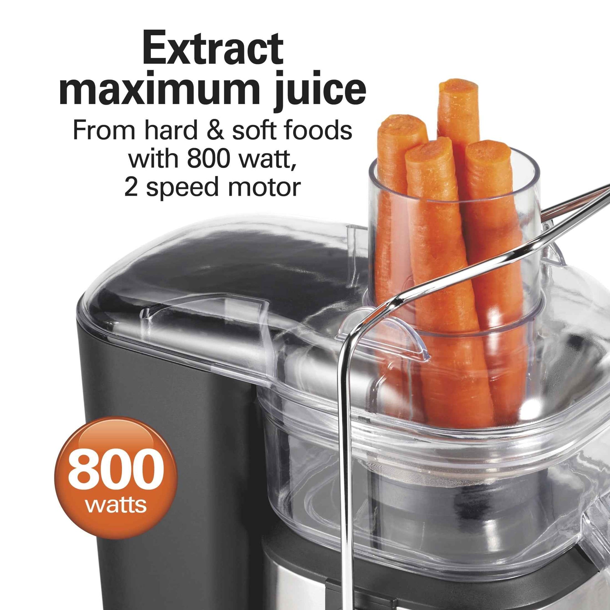 Hamilton Beach Easy Clean Juicer, Juice Extractor, Easy Sweep Cleaning Tool, Big Mouth Chute, 800 W