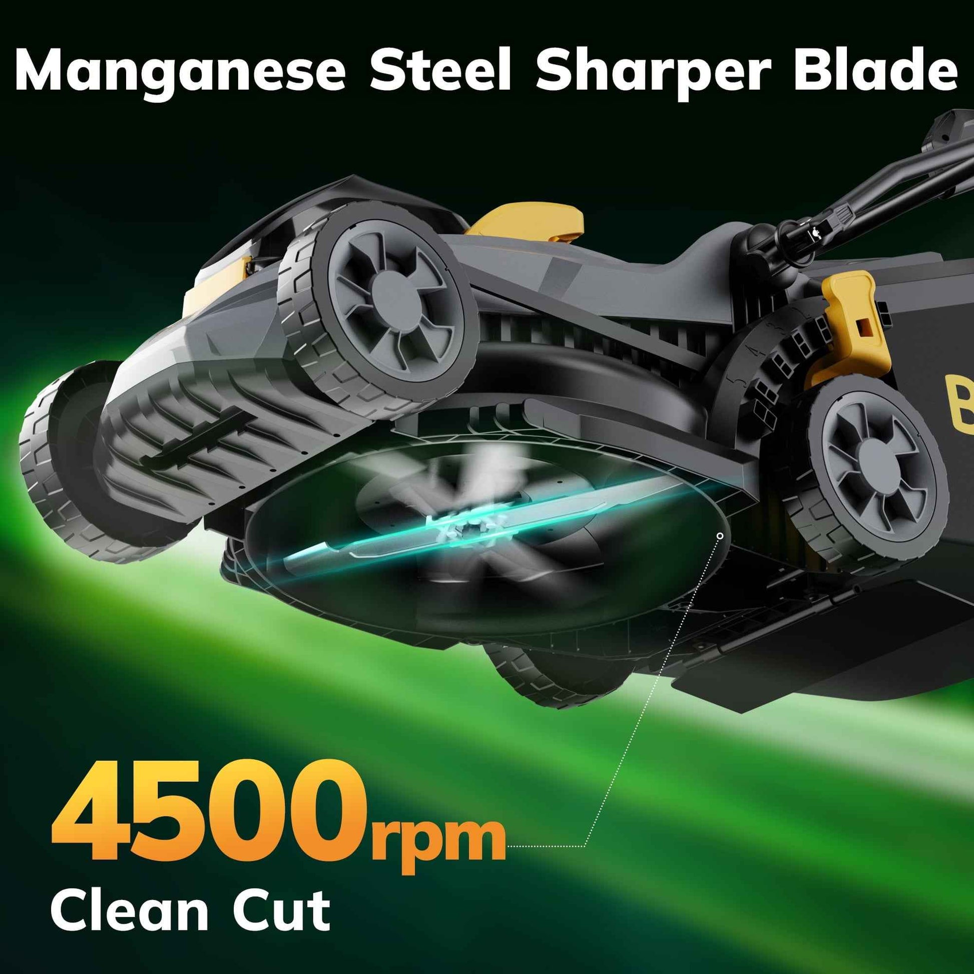 Brefac 20V 13'' Cordless Lawn Mower, Multi-Functional Grass Cutter with 4.0Ah Battery, 5 Adjustable Height Settings, Durable Manganese Steel Blades, Easy to Use for Small Lawn