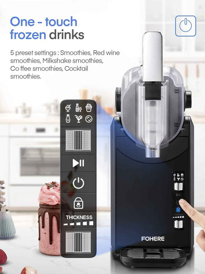 5-in-1 Slushie Machine, No Ice Needed, 15 Min Slushy Machine for Home with Self-Cleaning, Professional Frozen Drink Maker, 5 Preset Programs, Frozen Margaritas, Frappés, Milkshakes, and More, FOHERE