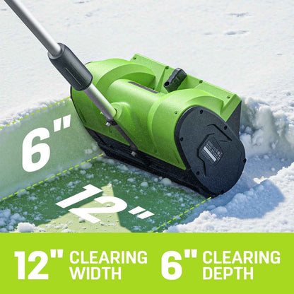 Steelite 21V 12 Inch Cordless Snow Shovel, Battery Powered Snow Blower with Directional Plate & Adjustable Front Handle,4.0-Ah Battery & Quick Charger Included