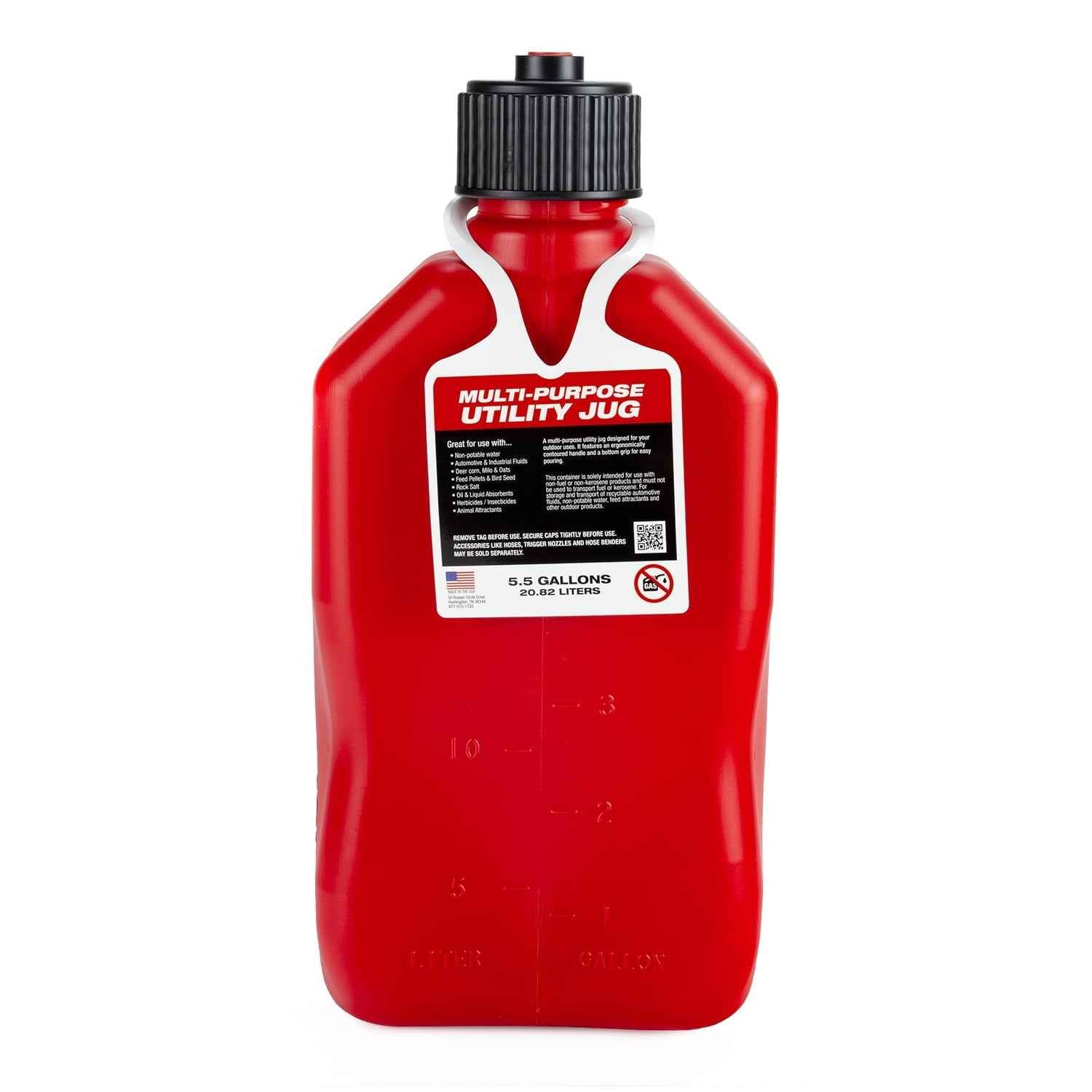 VP Racing 3512-CA, 5.5-Gallon Square Motorsport Jug Red (3 Pack), w/Utility Jug Battery Powered Fuel Transfer Pump (1 Pack)
