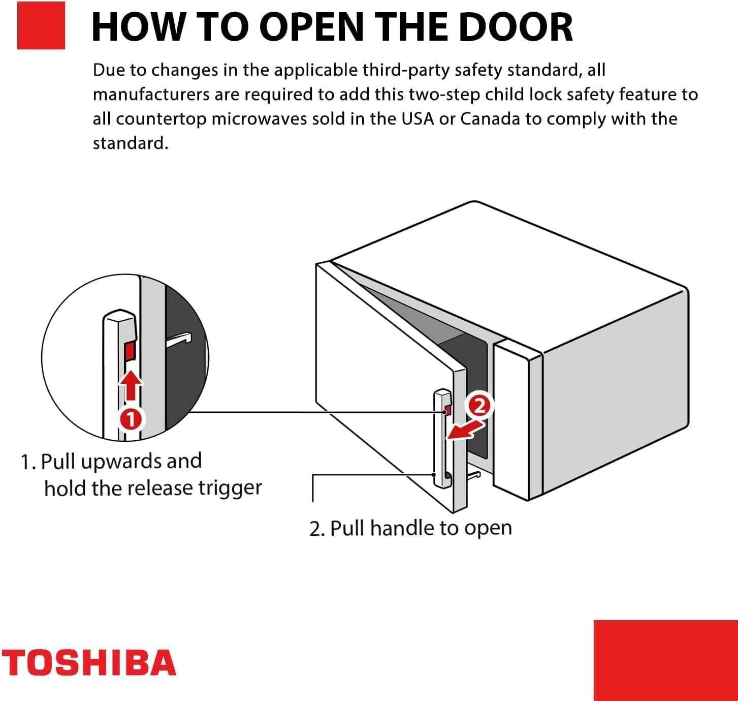 TOSHIBA 0.9 Cu Ft Microwave Oven, 6 Auto Menus, Mute Function, Child Lock, 900W, Stainless Steel