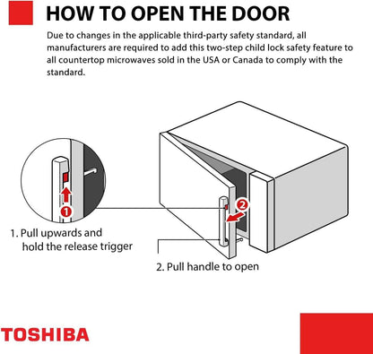 TOSHIBA 0.9 Cu Ft Microwave Oven, 6 Auto Menus, Mute Function, Child Lock, 900W, Stainless Steel