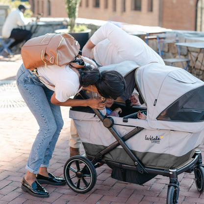 Larktale Caravan Coupe V2 Compact Stroller, Reclining 2-Seat Wagon, Gray/Black