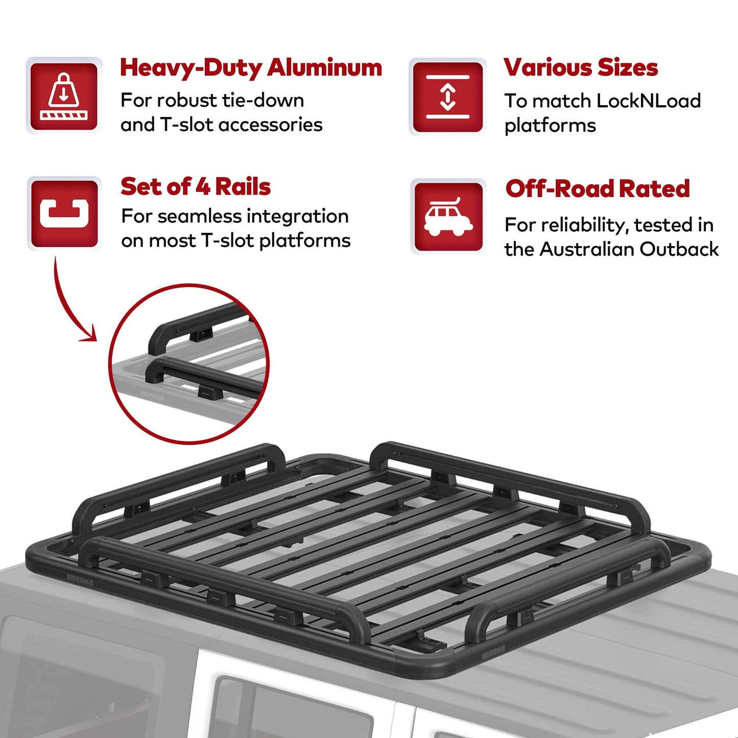 YAKIMA 55 by 49 Inch LockNLoad Perimeter Raised Rail Kit for Roof Rack, 4 Rails - Find Fresh Goods