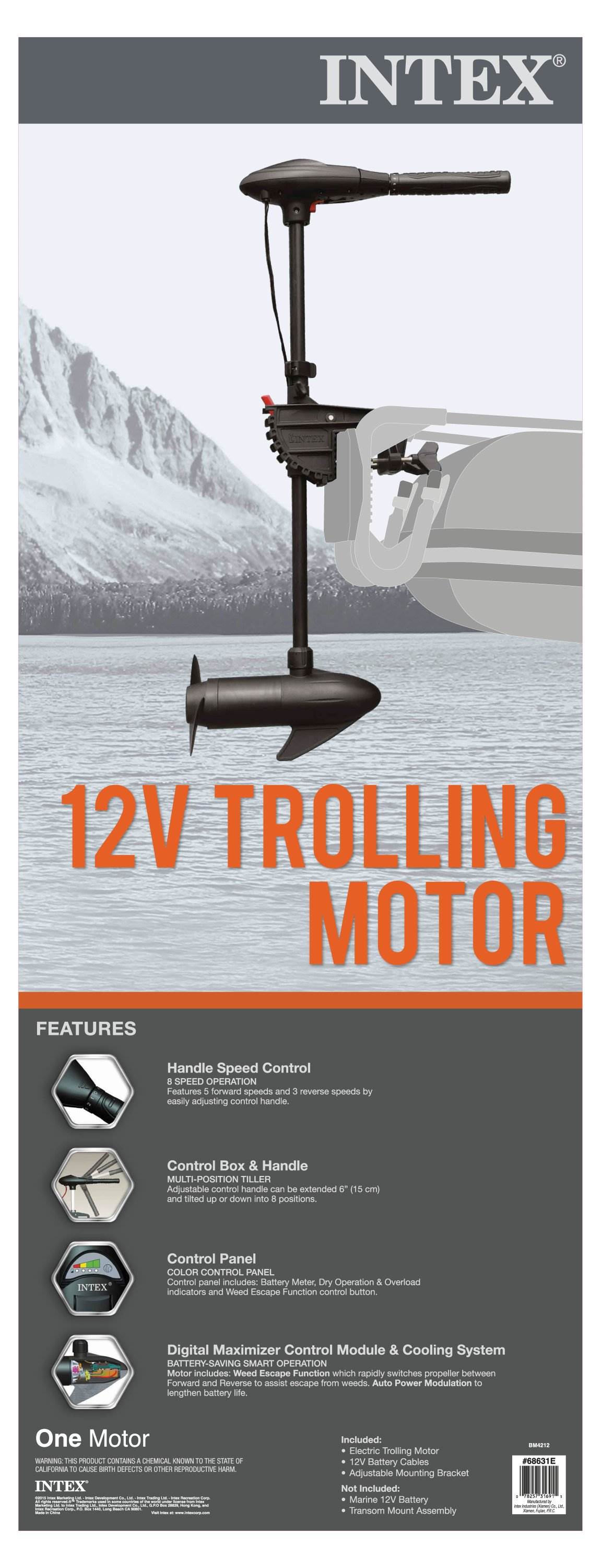 INTEX 12V Transom Mount Boat Eight Speed Trolling Motor | 68631E - Find Fresh Goods