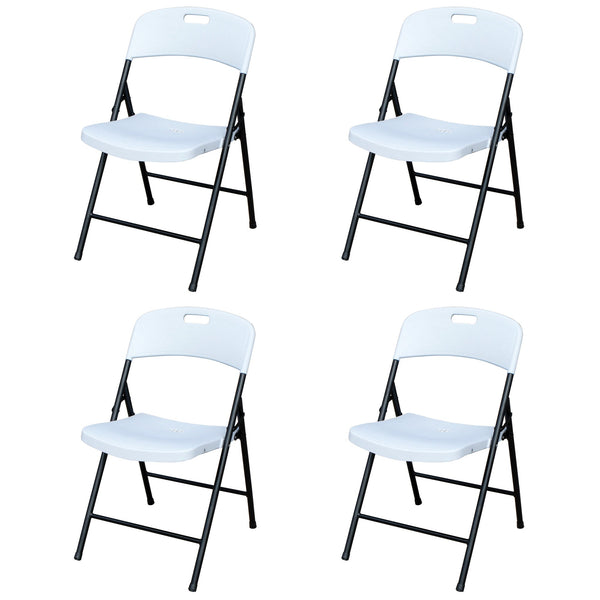 Peakform Plastic Folding Chair, Indoor Outdoor Seating, 4 Pack, White