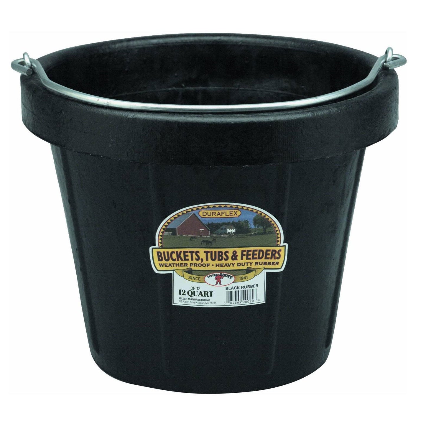 Little Giant 12 qt Flexible All-Purpose Rubber Bucket w/ Steel Handle (4 Pack)