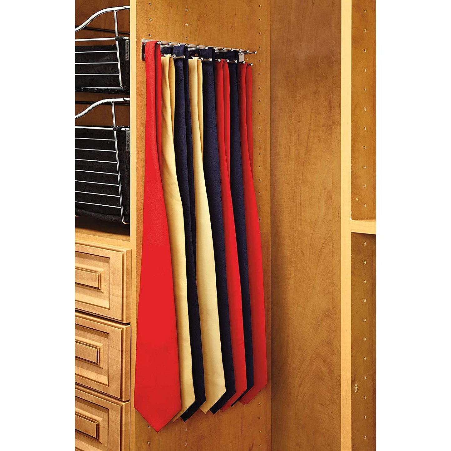 Rev-A-Shelf TRC-12CR 12-Inch Side Mount Extending Tie Rack, Chrome (Refurbished)