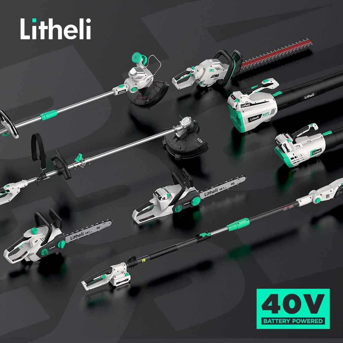 Litheli Cordless Pole Saw,10-Inch 40V Pole Saws for Tree Trimming, Battery Pole Saw With 2.5Ah Battery & Charger