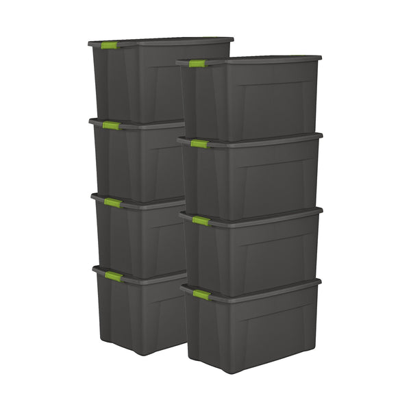 Sterilite 35 Gallon Storage Tote Box with Latching Container Lid, Gray (8 Pack)