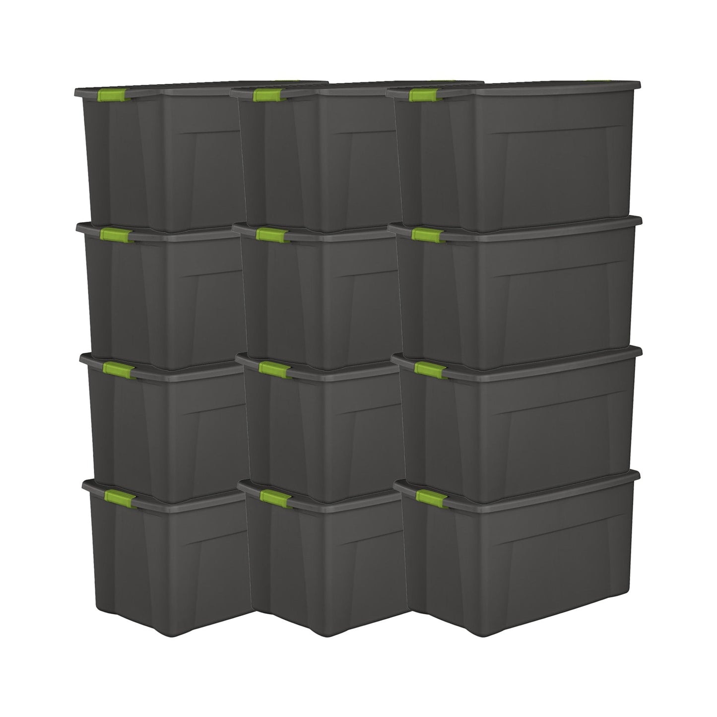 Sterilite 35 Gallon Storage Tote Box with Latching Container Lid, Gray (12 Pack)