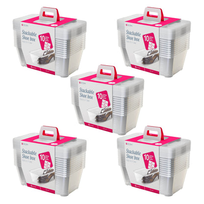 Life Story 6L Shoe and Closet Storage Box Stacking Containers, Clear (50 Pack)