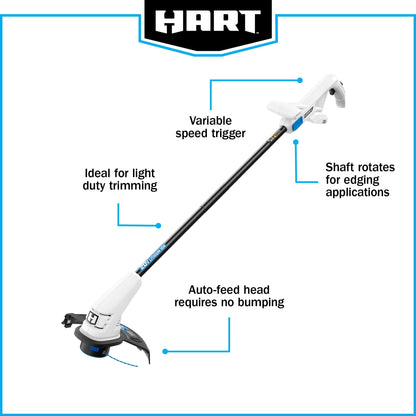 HART 20-Volt 10-inch String Trimmer/Bazooka Leaf Blower Combo Kit, (1) 2.0Ah Lithium-Ion Battery