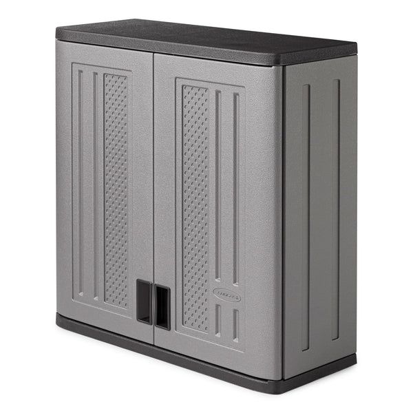 Suncast 4 Cubic Feet Resin Single Shelf Garage Wall Storage Cabinet, Platinum