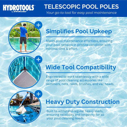 Swimline Hydrotools 2 Piece Telescopic Pole with Locking Cams for Pool Cleaning