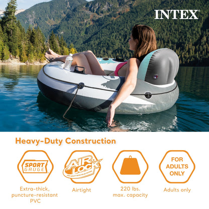 Intex River Run Single Inflatable Lake Floating Water Tube Lounger, Color Varies
