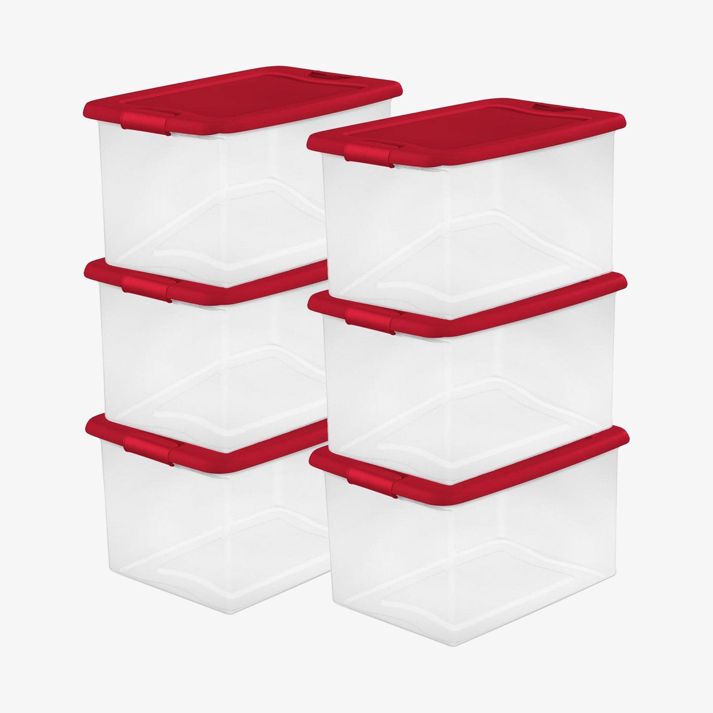 Sterilite 64 Qt. Clear Plastic Latching Lid Storage Bin Container Tote, 6 Pack