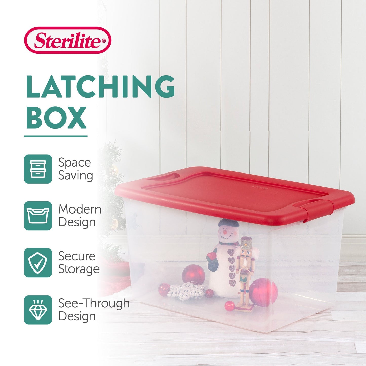 Sterilite 64 Qt. Clear Plastic Latching Lid Storage Bin Container Tote, 6 Pack