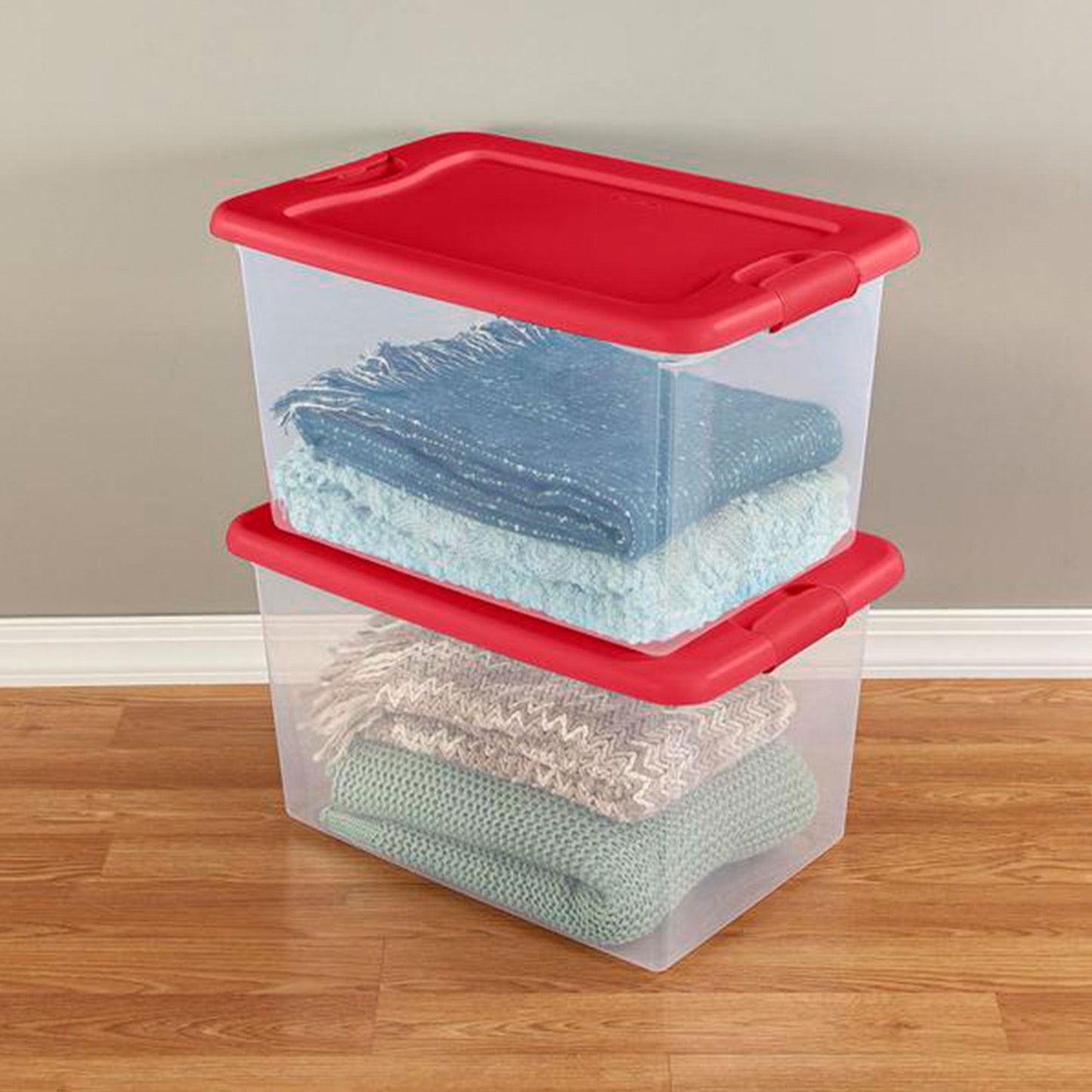 Sterilite 64 Qt. Clear Plastic Latching Lid Storage Bin Container Tote, 6 Pack