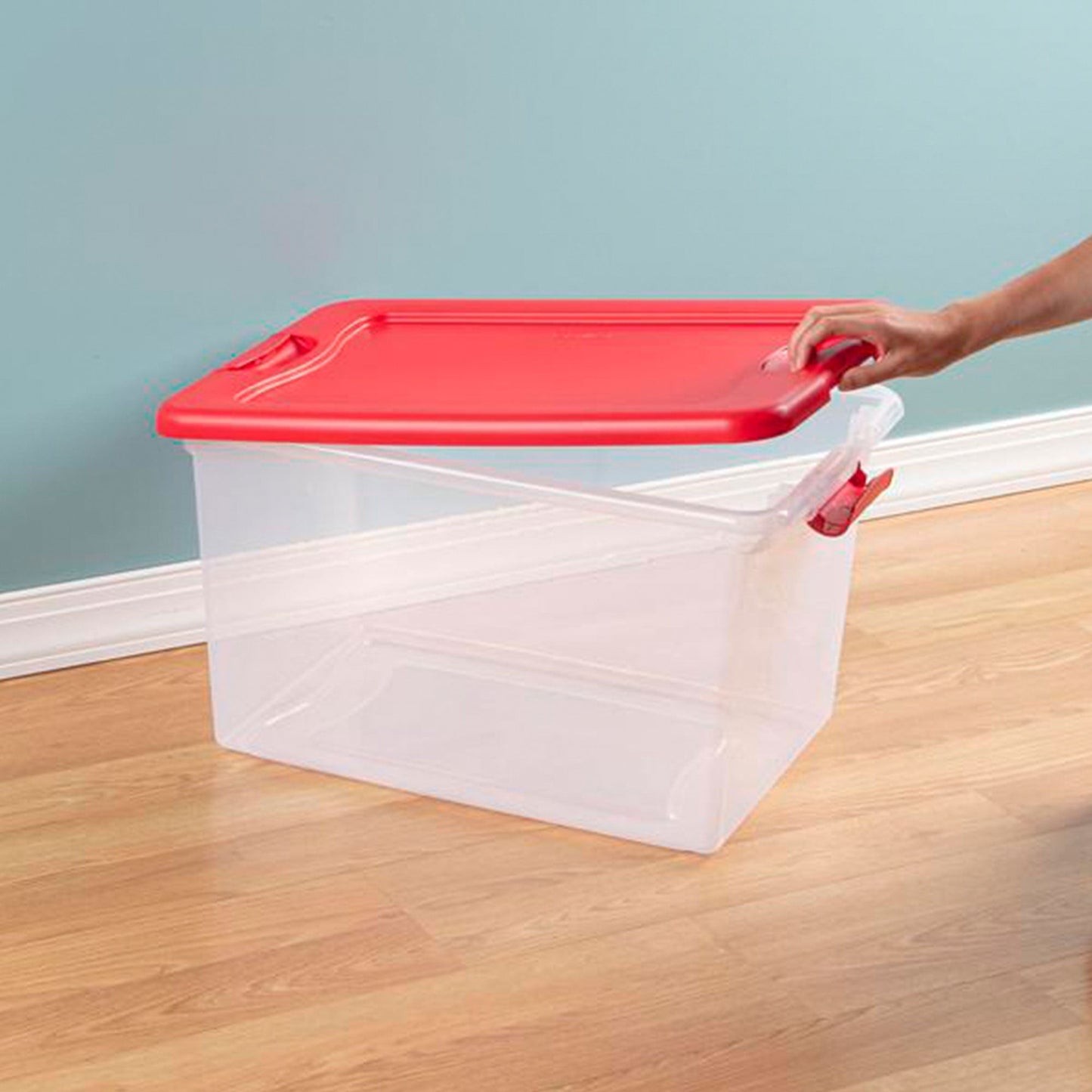 Sterilite 64 Qt. Clear Plastic Latching Lid Storage Bin Container Tote, 6 Pack