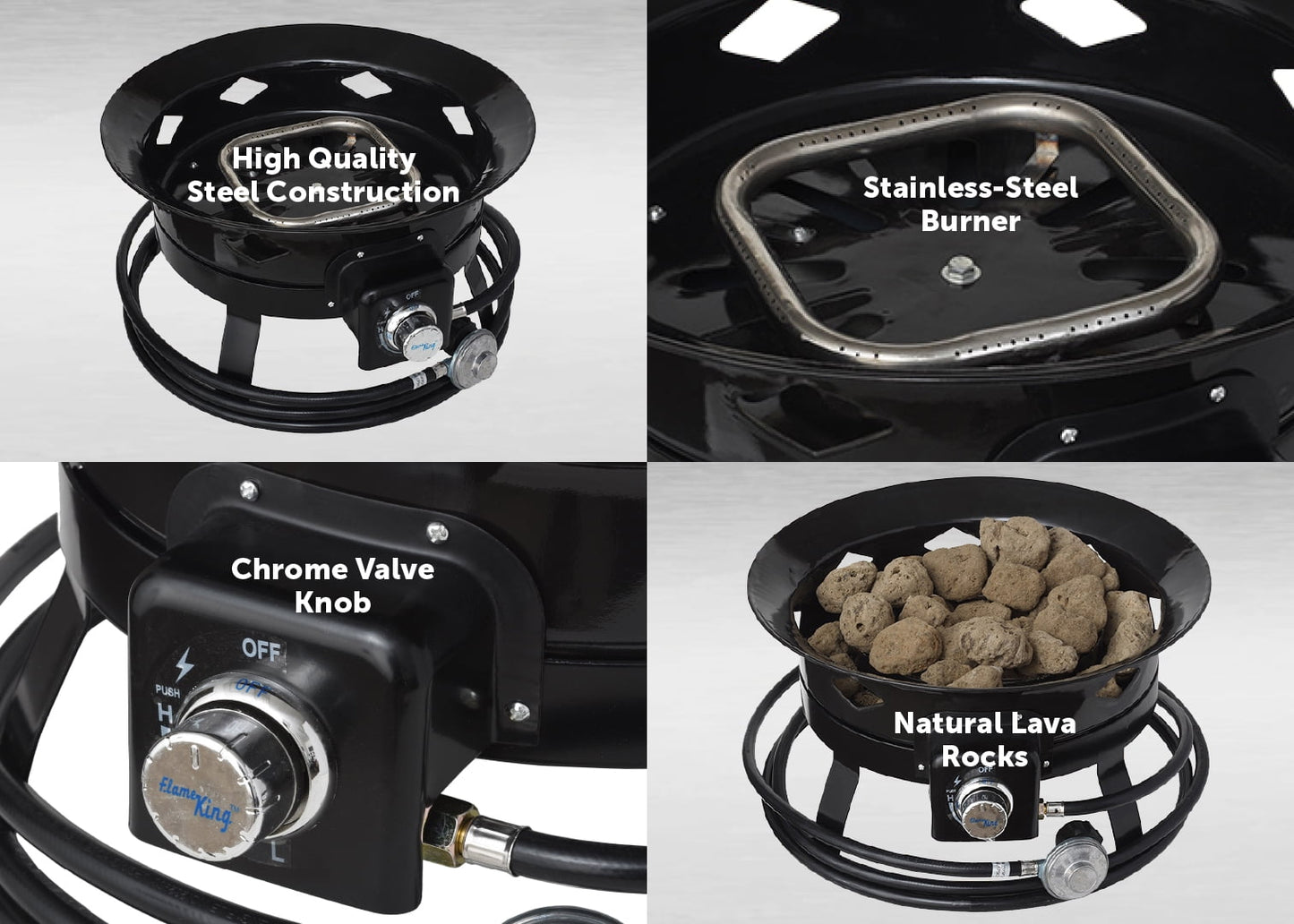 Flame King 19-inch Portable Smokeless Propane Fire Pit with Self-Igniter, 58,000 BTU