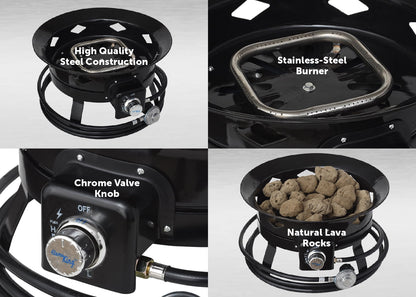 Flame King 19-inch Portable Smokeless Propane Fire Pit with Self-Igniter, 58,000 BTU