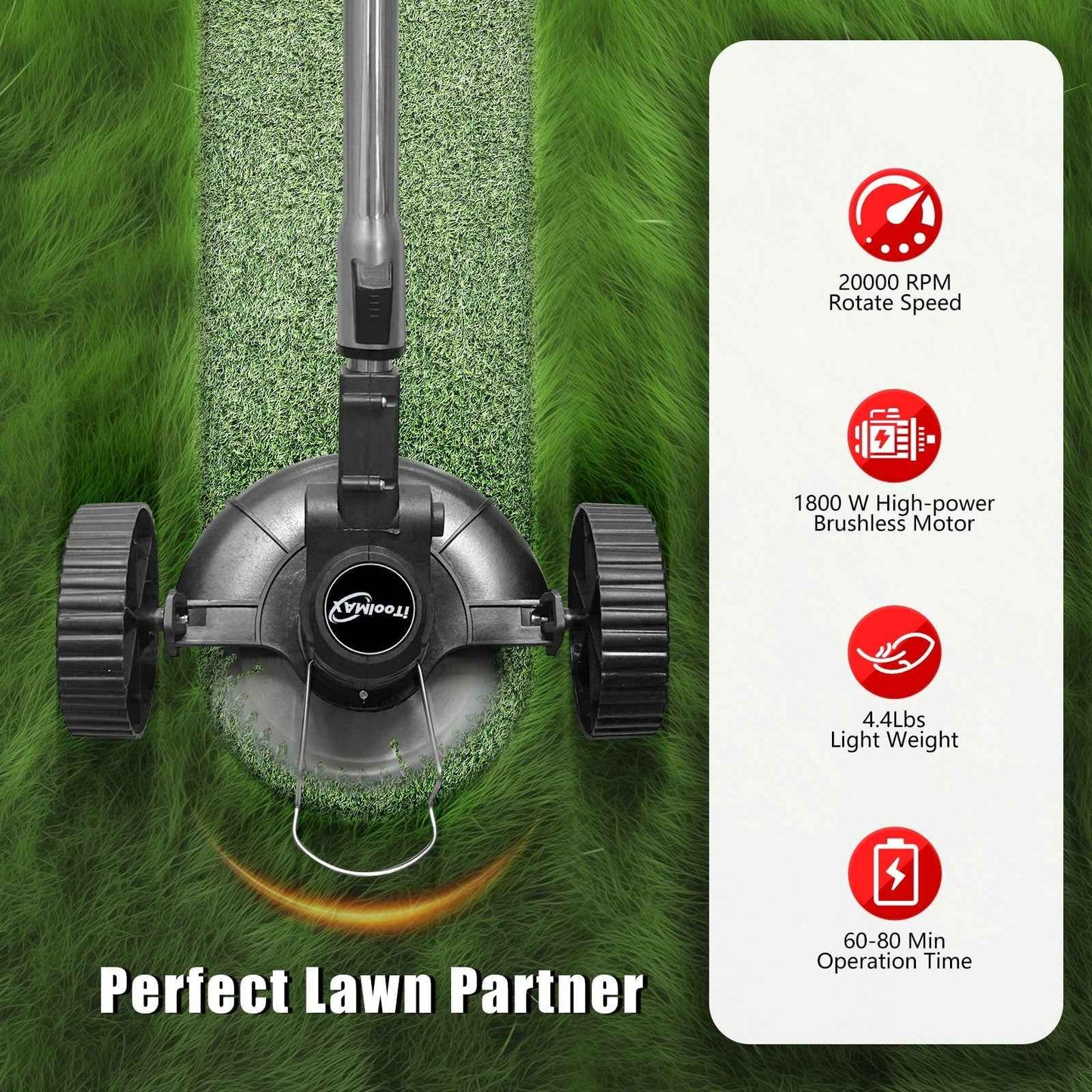 iToolMax 24V 3-in-1 Cordless String Trimmer, Adjustable Height